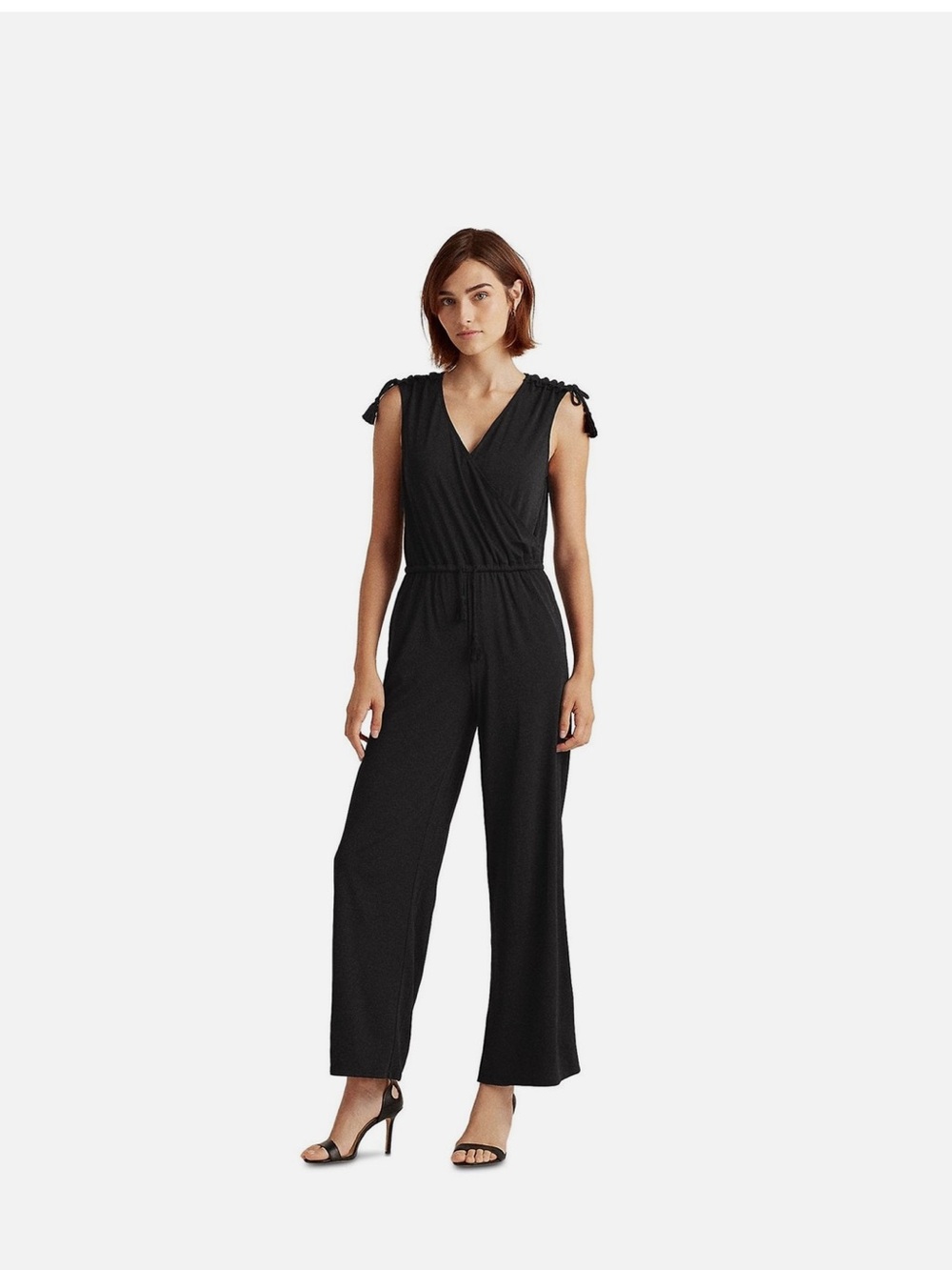 NWT LRL Classic Black Jumpsuit With Tassel Accents Size Medium Petite